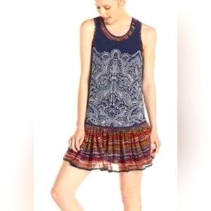 Sam Edelman Sleeveless Flowy Textured Boho Flounced A-line Dress